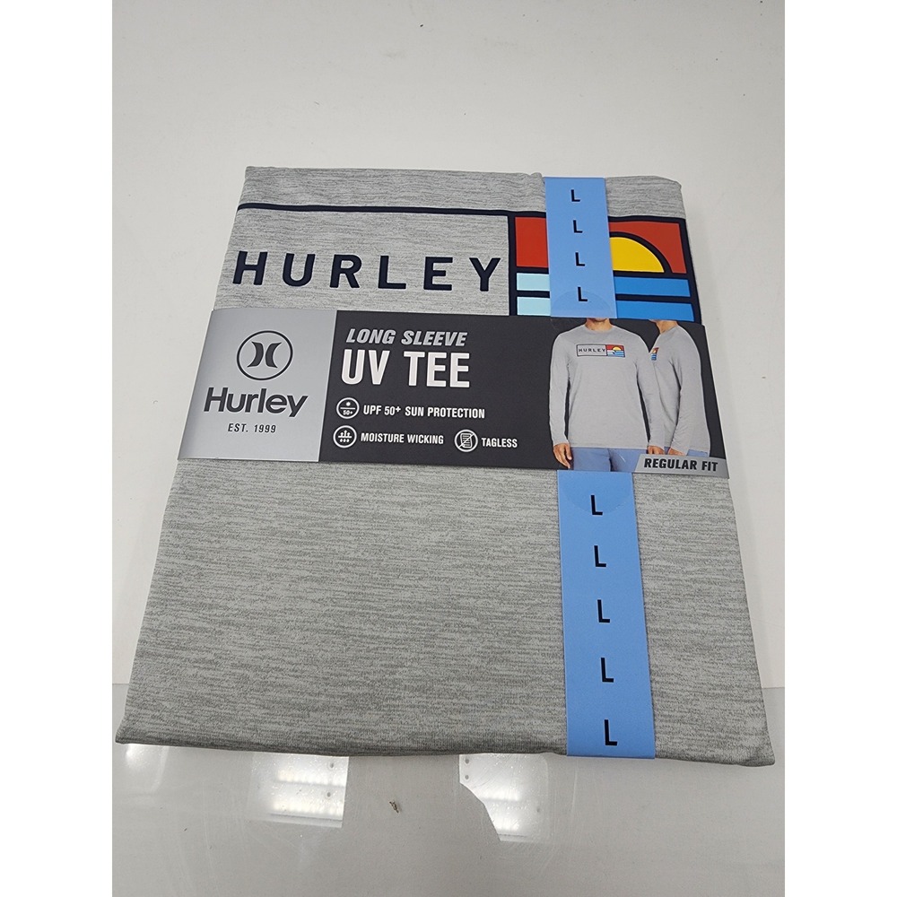 Hurley Mens UV Long Sleeve‎ Tee Gray Polyester Blend Athletic Size Large